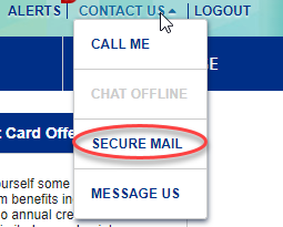 screenshot of secure mail menu