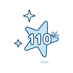 icon of a star and "110%"