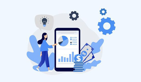 graphic of a teen using multiple budgeting resources