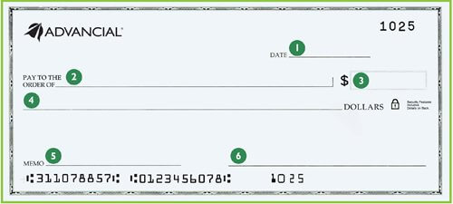 Advancial Blank Check blank advancial check with green indicator numbers