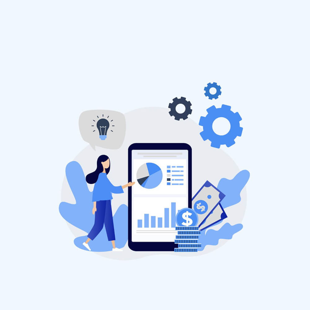 graphic of a teen using multiple budgeting resources