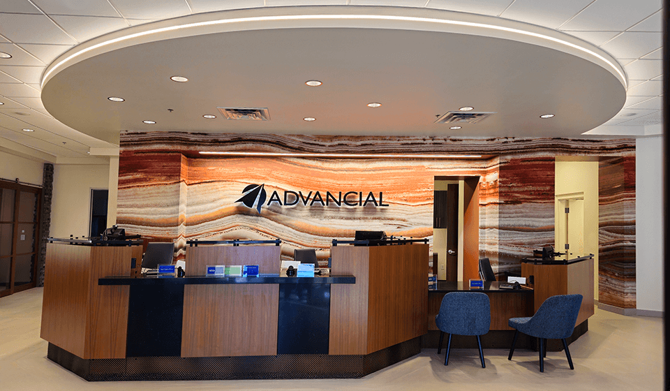 Advancial's Edmond branch lobby