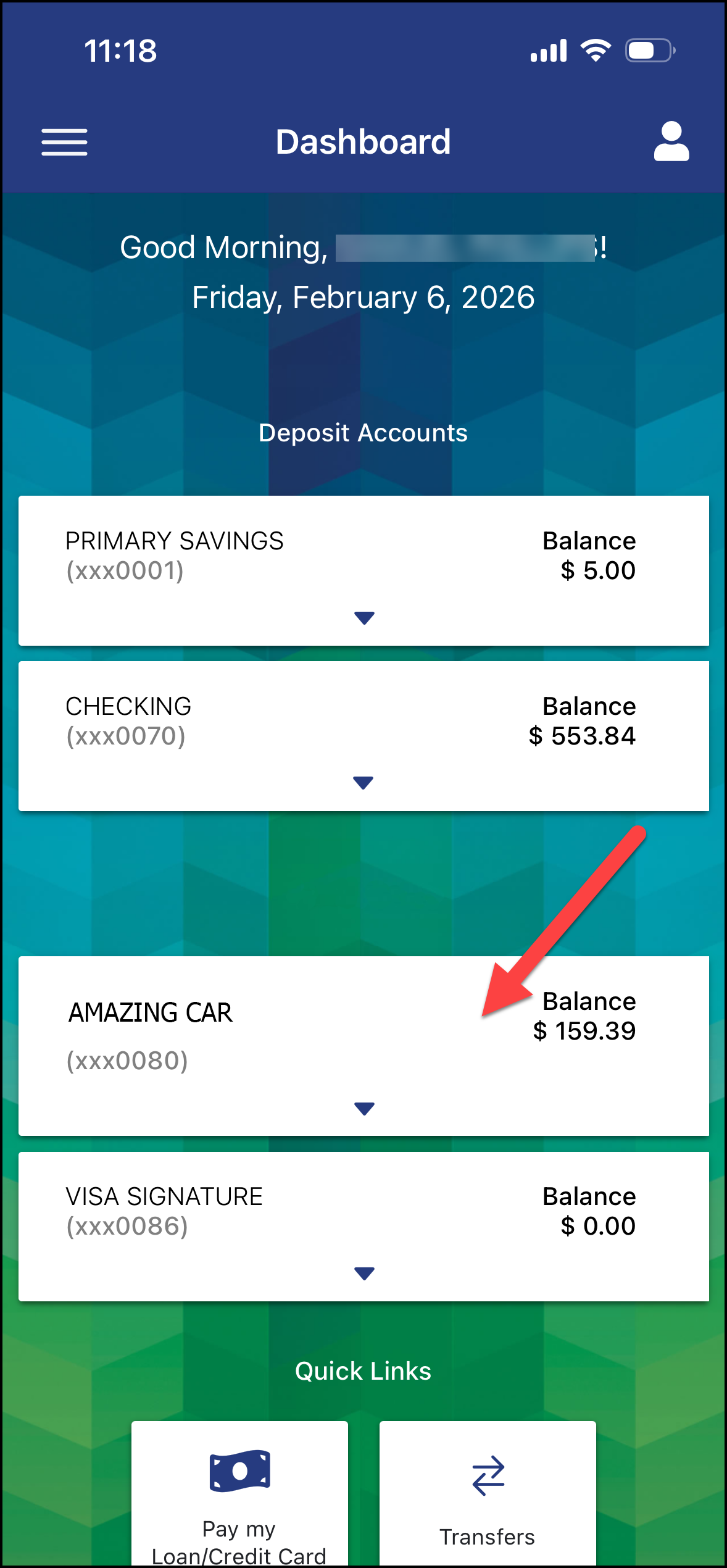 Select Your Loan in the Advancial Mobile App
